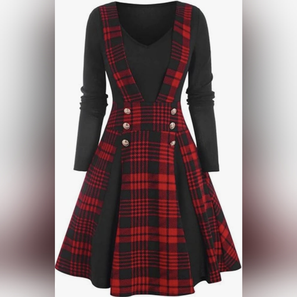 Plaid red and black dress